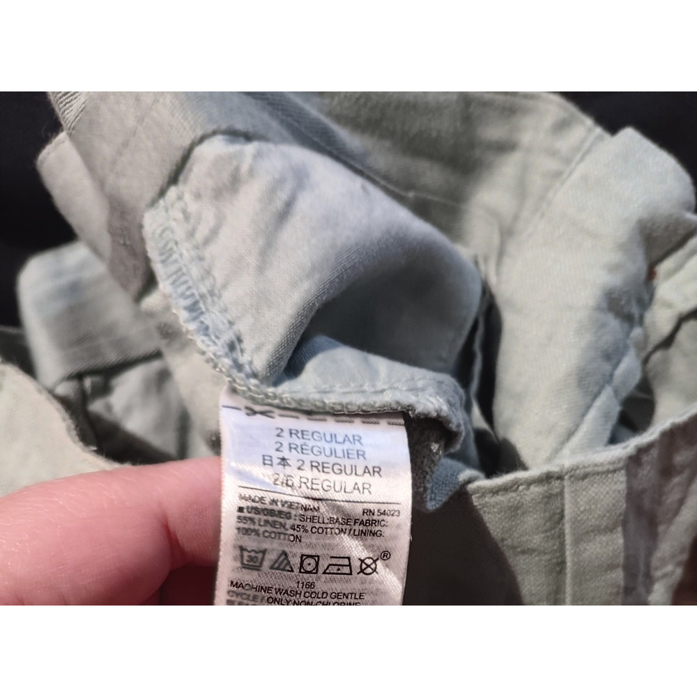 GAP Women’s 2 Regular Girlfriend Chino Pants Sage Green Linen Cotton Mid Rise - Picture 9 of 9